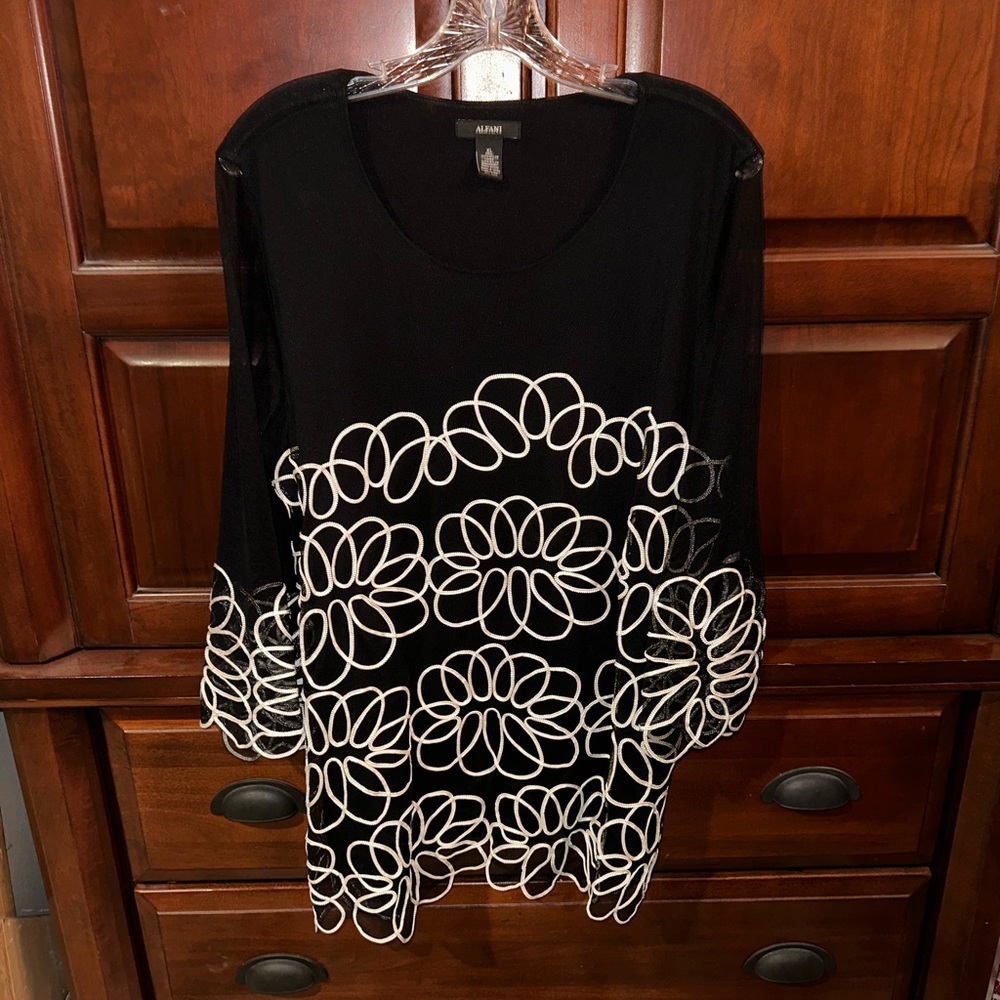 Beautiful Black Blouse with White trim